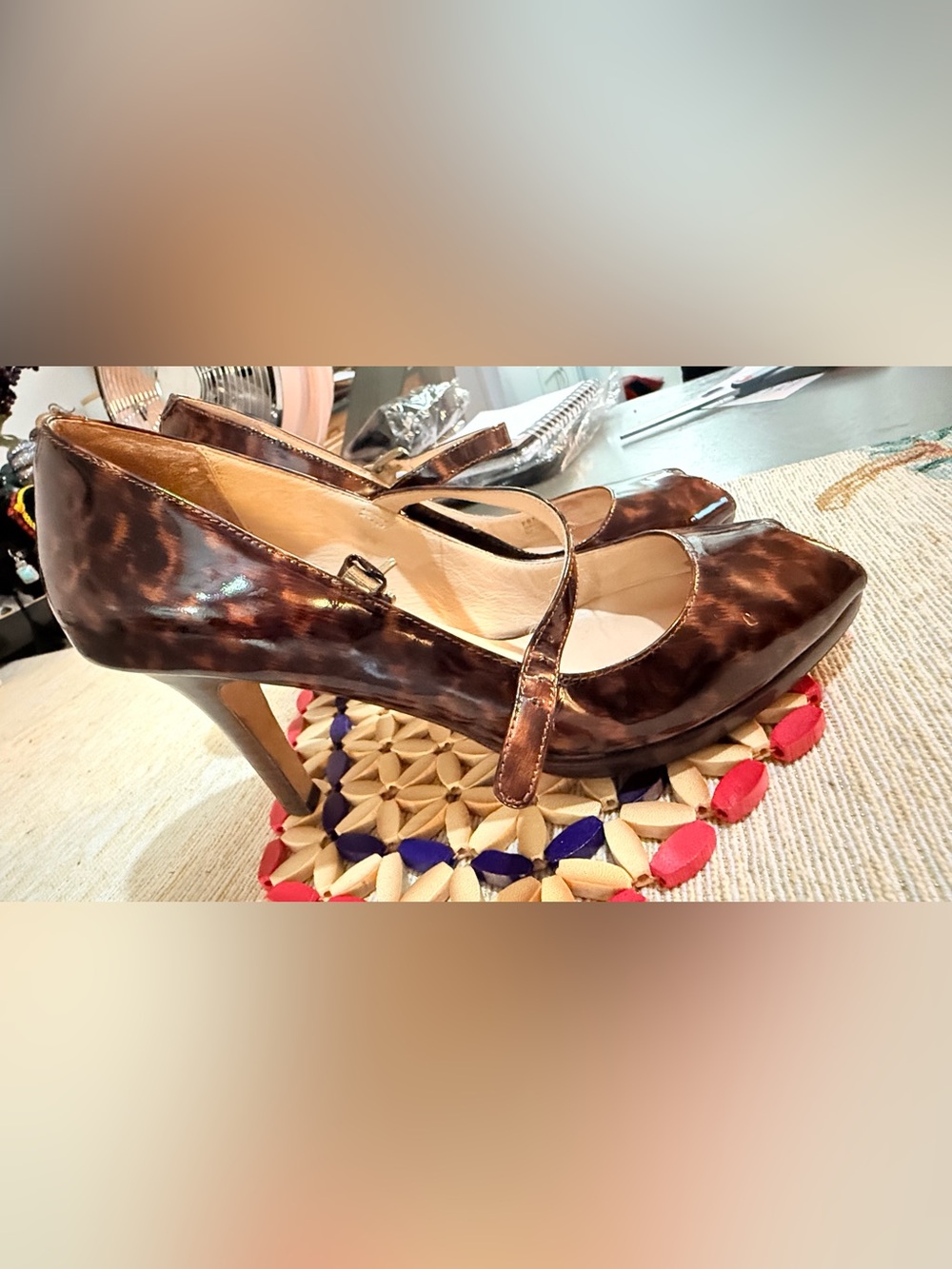 Cole Haan Brown Patent Mary Jane Pumps